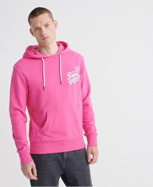 Superdry Script Classic Loopback Férfi Kapucnis Pulóver Rózsaszín | NYWRB7162